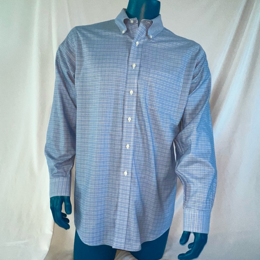 Men's BROOKS BROTHERS ORIGINAL POLO OXFORD Button-Down Shirt. Size 17.5/35. Blue